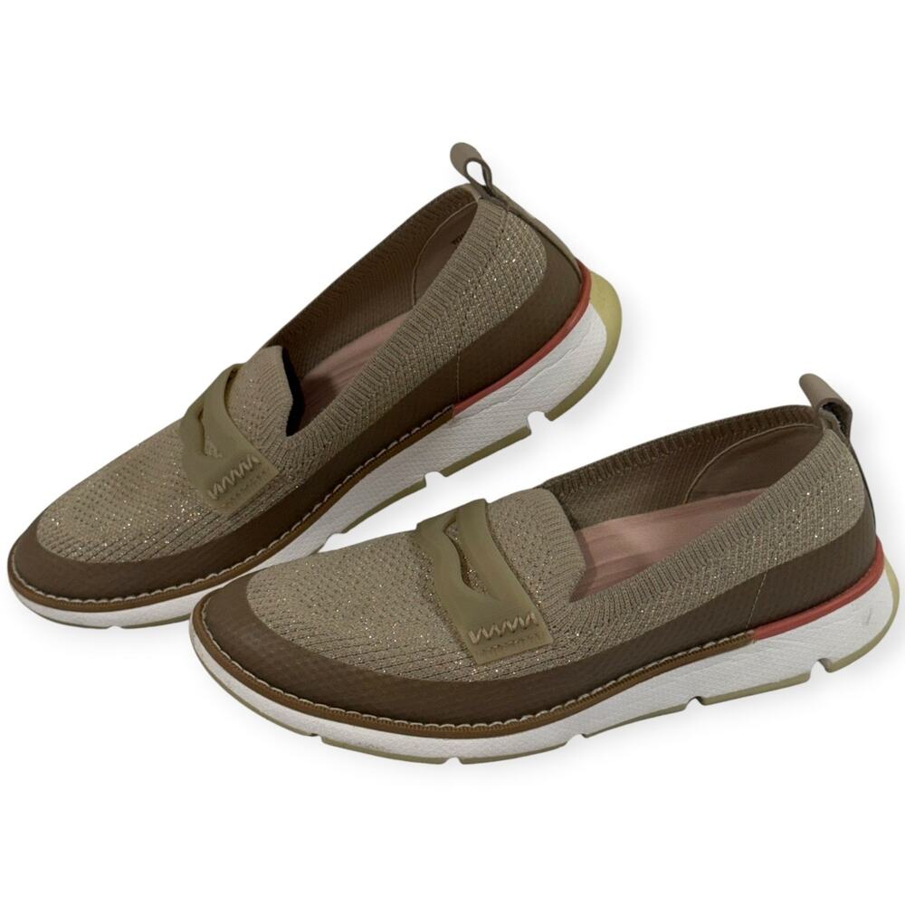 Cole Haan 4 Zerogrand Stitchlite Loafers, Beige Sparkle/Pink, Women's 6
